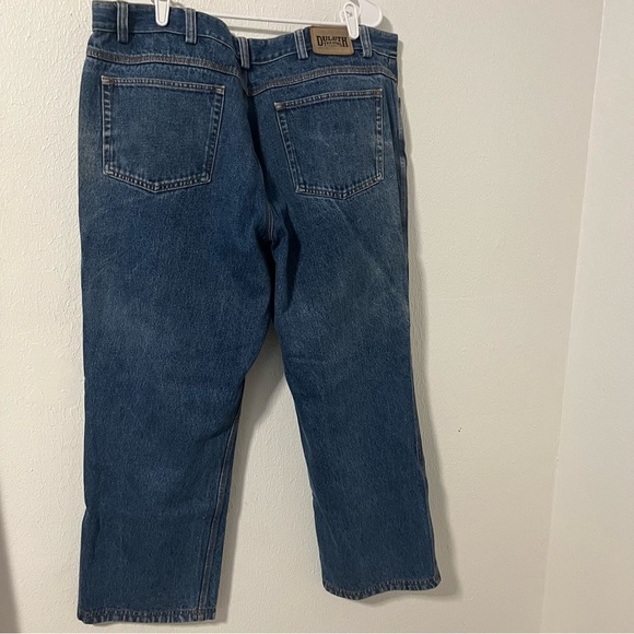 Duluth Trading Co Men's Size 44x32 Blue/Tan Inner Lining Relaxed Jeans Work - Picture 4 of 10